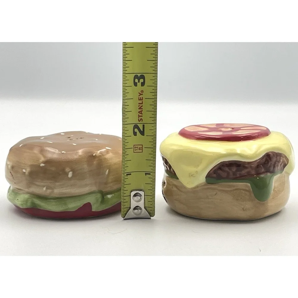 Cheeseburger Delux Salt & Pepper‎ Shakers Ceramic Stackable Pier 1 Imports